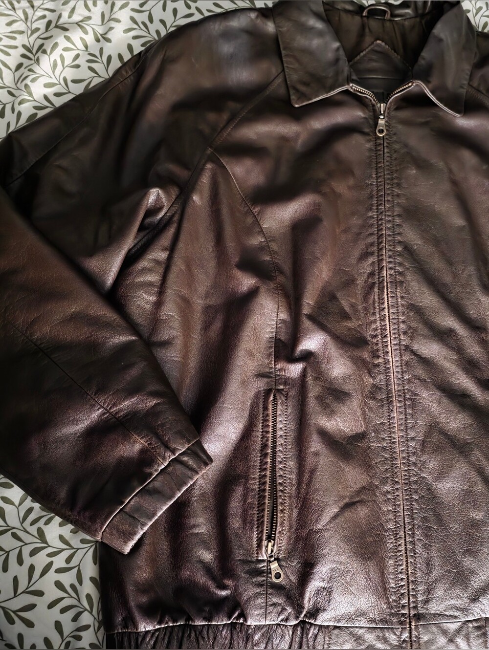 Preston & York Dark Brown Leather Bomber Jacket